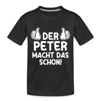 Peter - Kinder Premium Bio T-Shirt - Schwarz - Vorne