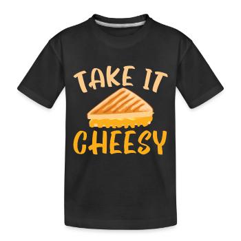 Take it Cheesy Foodie Roasted Grilled Cheese - Kids' Premium Organic T-Shirt - black - Front