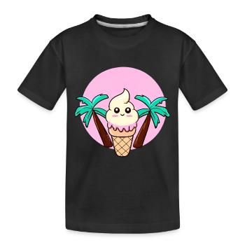 Softeis unter Palmen im Sonnenuntergang - Kinder Premium Bio T-Shirt - Schwarz - Vorne
