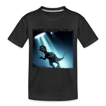 UFO trifft auf Dinosaurier - Kinder Premium Bio T-Shirt - Schwarz - Vorne