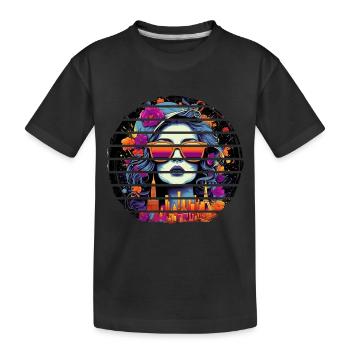Streetart Kunst Schöne Frau - Kinder Premium Bio T-Shirt - Schwarz - Vorne