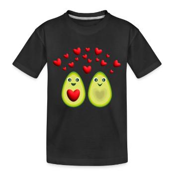 Avocado Liebe mit sehr vielen Herzen. - Kinder Premium Bio T-Shirt - Schwarz - Vorne