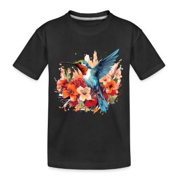 Bunter Kolibri Vogel für Ornithologe - Kinder Premium Bio T-Shirt - Schwarz - Vorne