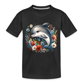 Dolphin - Kids' Premium Organic T-Shirt - black - Front
