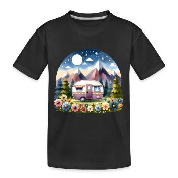 Camping Camper Wohnwagen - Kinder Premium Bio T-Shirt - Schwarz - Vorne