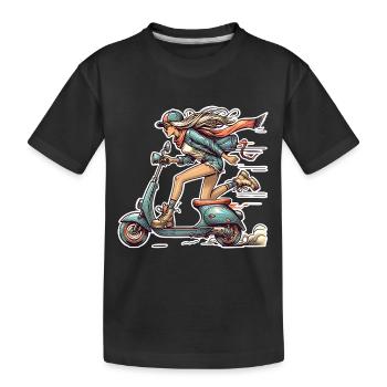 Motorroller Mofa Moped Roller - Kinder Premium Bio T-Shirt - Schwarz - Vorne
