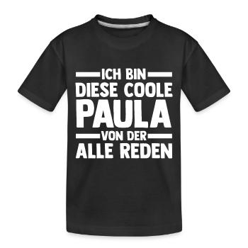 Name Paula - Kinder Premium Bio T-Shirt - Schwarz - Vorne