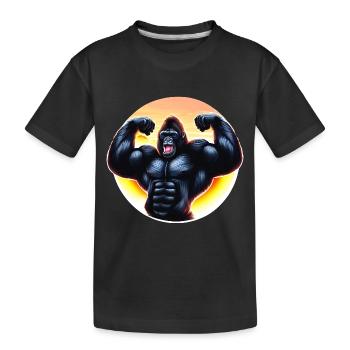 Muskulöser Sonnenuntergang Gorilla - Kinder Premium Bio T-Shirt - Schwarz - Vorne