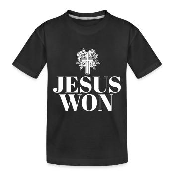 Religious Jesus Won Christian Jesus Holy Cross - Kids' Premium Organic T-Shirt - black - Front