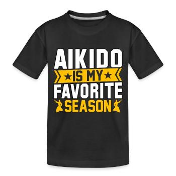 Aikido ist meine Lieblingsjahreszeit - Kinder Premium Bio T-Shirt - Schwarz - Vorne