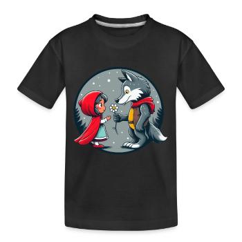 Petit Chaperon Rouge Loup Conte de fées Fleur pour enfants Personnage de conte de fées - T-shirt bio Premium Enfant - noir - Devant
