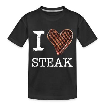 Ich liebe Steak - Kinder Premium Bio T-Shirt - Schwarz - Vorne
