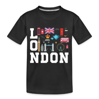 London England UK Great Britain - Kinder Premium Bio T-Shirt - Schwarz - Vorne