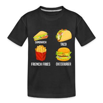 Sandwich Taco French Fries Cheeseburger - Kinder Premium Bio T-Shirt - Schwarz - Vorne