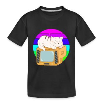 Cat Tv Sunset - Kids' Premium Organic T-Shirt - black - Front