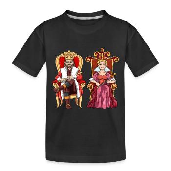 König Königin mit Krone auf dem Thron. - Kinder Premium Bio T-Shirt - Schwarz - Vorne
