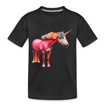 Colorful curly unicorn - Kids' Premium Organic T-Shirt - black - Front