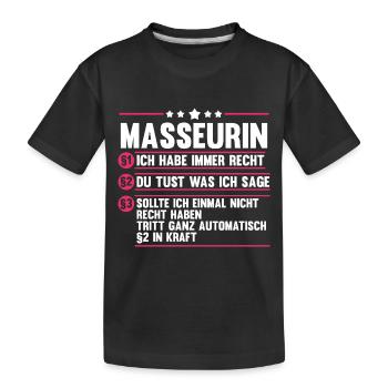 Physiotherapeutin Massage Masseurin - Kinder Premium Bio T-Shirt - Schwarz - Vorne