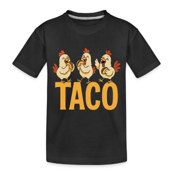 Drei Süße Hühnchen essen Taco - Kinder Premium Bio T-Shirt - Schwarz - Vorne