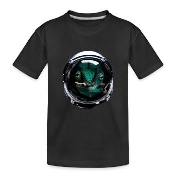 Astronaut Chamäleon Reptilienhalter Weltraum - Kinder Premium Bio T-Shirt - Schwarz - Vorne