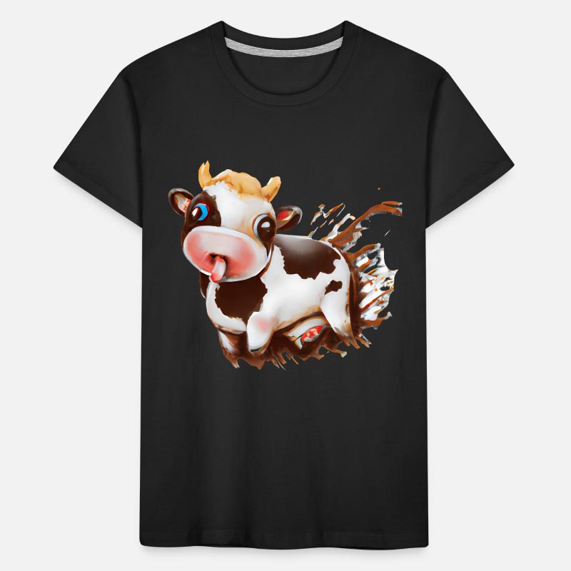 Vache en chocolat avec éclaboussures de cacao T-shirt bio Premium Enfant