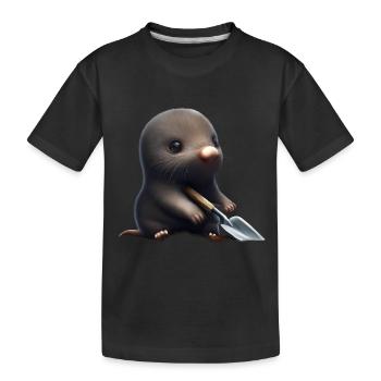 Niedlicher Maulwurf mit Schaufel - Kinder Premium Bio T-Shirt - Schwarz - Vorne