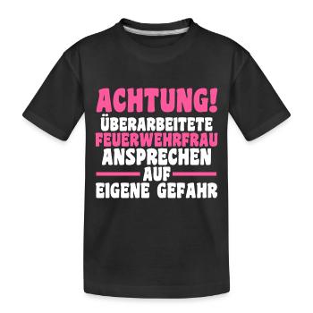 Feuerwehr Feuerwehrfrau - Kinder Premium Bio T-Shirt - Schwarz - Vorne