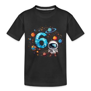 6th Birthday Astronaut Cosmonaut - Kids' Premium Organic T-Shirt - black - Front