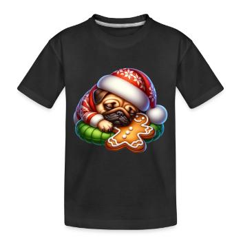 Mops Schläft mit Lebkuchen - Kinder Premium Bio T-Shirt - Schwarz - Vorne