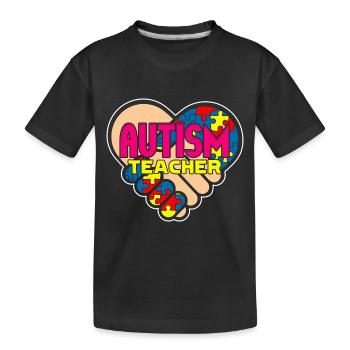 Autism Teacher Heart - Kids' Premium Organic T-Shirt - black - Front