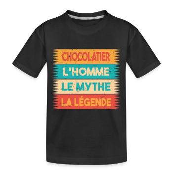 Chocolatier, L'homme, Le mythe, cadeau chocolatier - T-shirt bio Premium Enfant - noir - Devant
