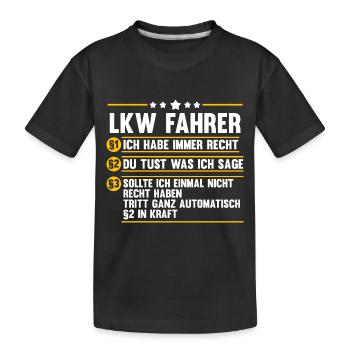 LKW Fahrer Fernfahrer Lastkraftwagen Trucker - Kinder Premium Bio T-Shirt - Schwarz - Vorne