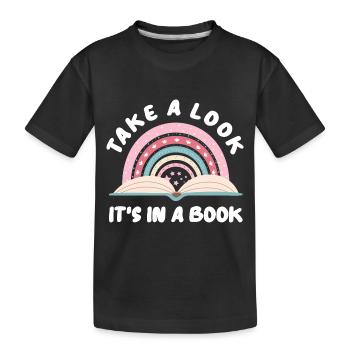 Livres Lecture Lecture Rat de bibliothèque Rat de bibliothèque Accro de bibliothèque - T-shirt bio Premium Enfant - noir - Devant