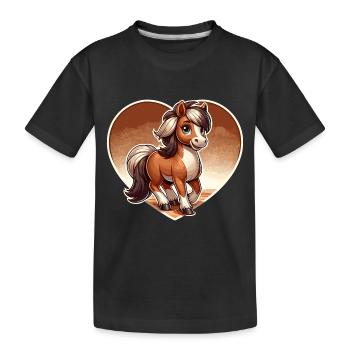 Pferd mit Herz in Comicstyle - Kinder Premium Bio T-Shirt - Schwarz - Vorne