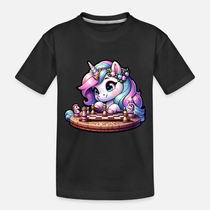 Échecs Licorne - T-shirt bio Premium Enfant - noir