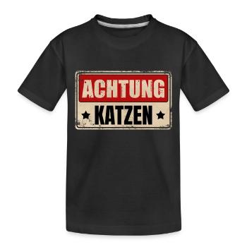 ACHTUNG KATZEN - Kinder Premium Bio T-Shirt - Schwarz - Vorne