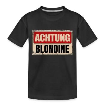 ATTENTION BLONDE - Kids' Premium Organic T-Shirt - black - Front