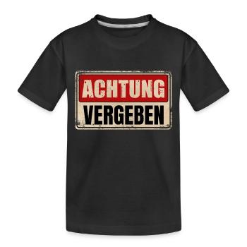 ACHTUNG VERGEBEN - Kinder Premium Bio T-Shirt - Schwarz - Vorne