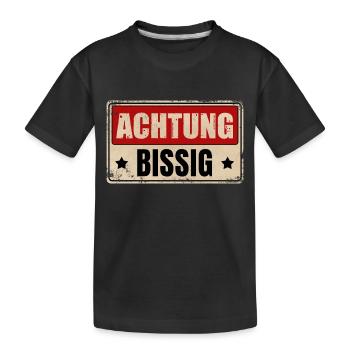 ACHTUNG BISSIG - Kinder Premium Bio T-Shirt - Schwarz - Vorne