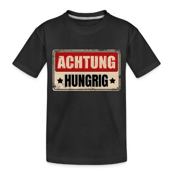 ACHTUNG HUNGRIG - Kinder Premium Bio T-Shirt - Schwarz - Vorne