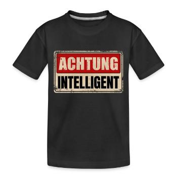 ACHTUNG INTELLIGENT - Kinder Premium Bio T-Shirt - Schwarz - Vorne