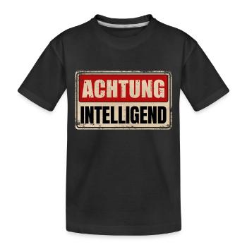 ACHTUNG INTELLIGEND - Kinder Premium Bio T-Shirt - Schwarz - Vorne
