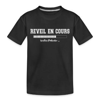 Réveil en cours. Cadeau Dormeur Humour - T-shirt bio Premium Enfant - noir - Devant