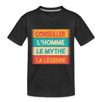 Conseiller, L'homme, Le mythe, cadeau conseiller. - T-shirt bio Premium Enfant - noir - Devant