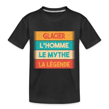 Glacier, L'homme, Le mythe, cadeau glacier. - T-shirt bio Premium Enfant - noir - Devant