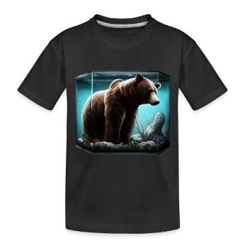 Bär im Aquarium - Kinder Premium Bio T-Shirt - Schwarz - Vorne