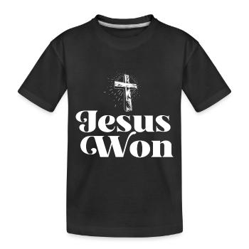 Religious Christian Jesus Won Jesus Holy Cross - Kids' Premium Organic T-Shirt - black - Front