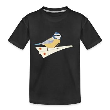 Blaumeise Papierflieger - Kinder Premium Bio T-Shirt - Schwarz - Vorne