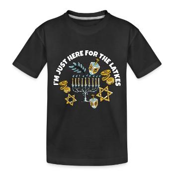 Je suis juste là pour les latkes de Hanoukka, les juifs - T-shirt bio Premium Enfant - noir - Devant