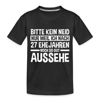 Ehe Mahagonihochzeit 27 Jahre Verheiratet Hochzeit - Kinder Premium Bio T-Shirt - Schwarz - Vorne